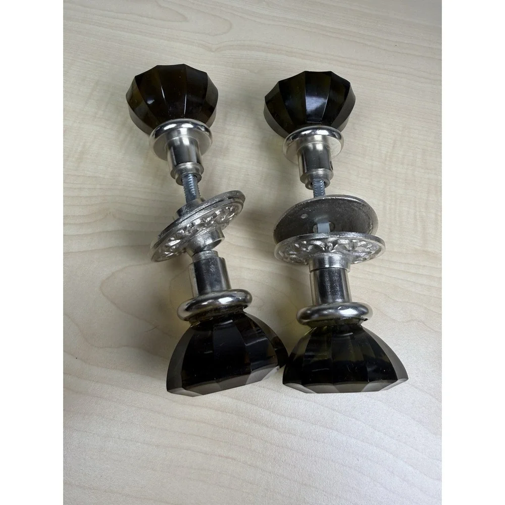 Anthropologie Faceted Crystal Glass Door Knobs Ornate New